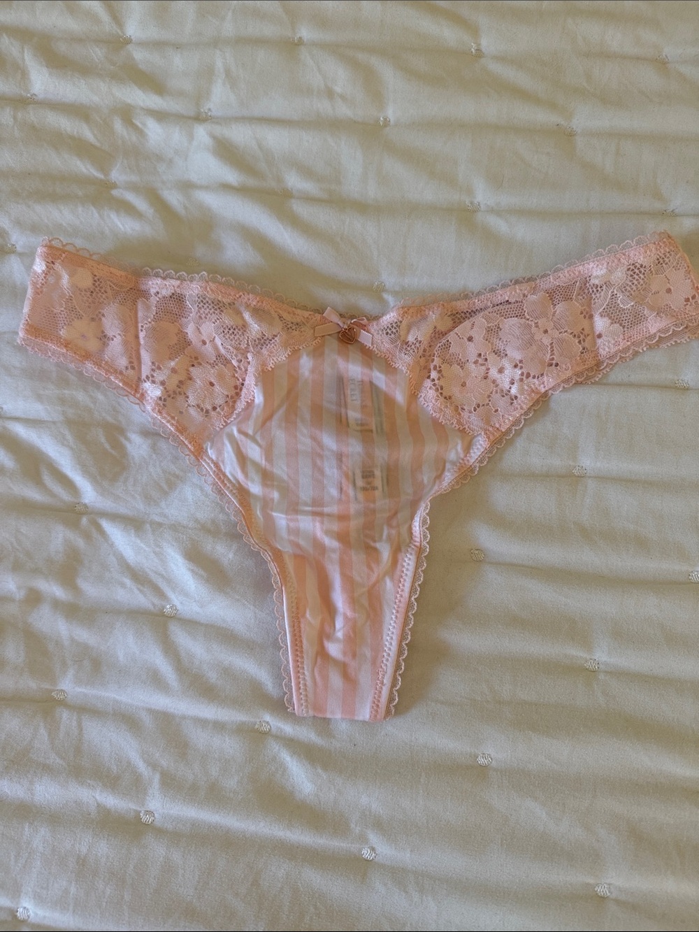 Victoria's Secret Dream Angels Pink Lace & Striped Thong